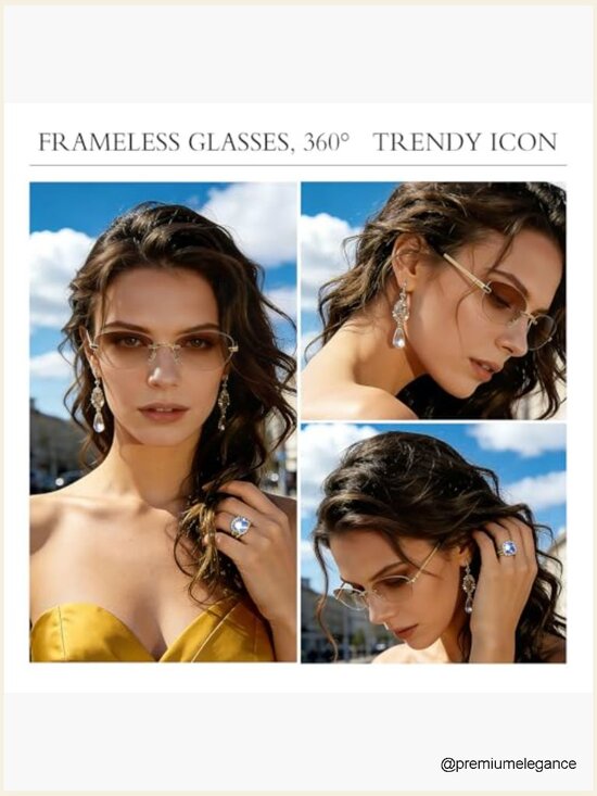 Rimless Oval Sunglasses Y2K Retro Futuristic Eyewear Women